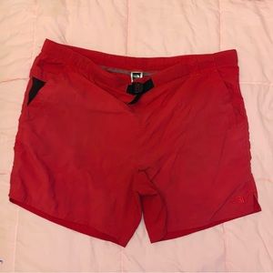 men’s red swim trunks/shorts